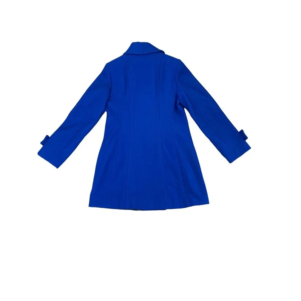 VINTAGE 90'S ANNE KLEIN ELECTRIC BLUE WOOL PEACOAT SZ M - Picture 2 of 6